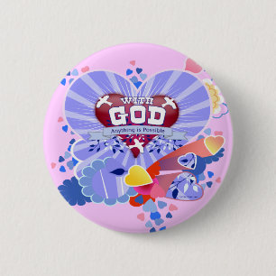 With God Hearts 6 Cm Round Badge