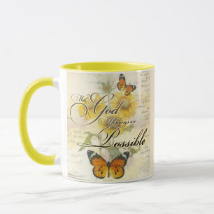With God Sunflowers and butterfly Mug