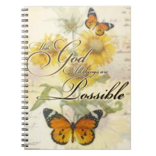 With God Sunflowers and butterfly   Notebook