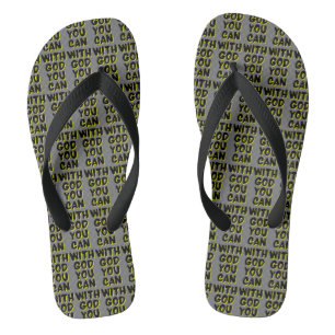 With God You Can Faith Based Grey All-Over Unisex Flip Flops