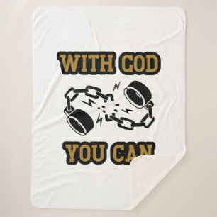 With God You Can Strong Faith Sherpa Blanket