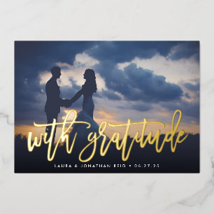 With Gratitude Gold Foil Wedding Thank You Card