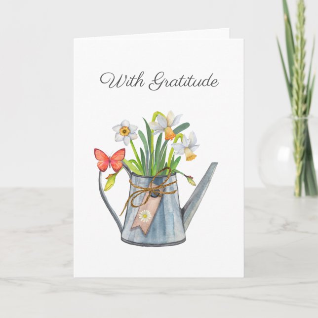 With Gratitude Thank You Flowers & Butterfly Card (Front)