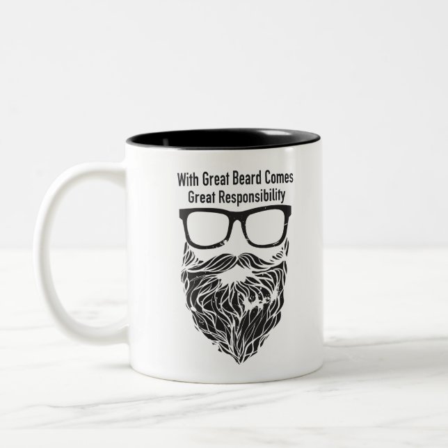 With Great Beard Comes Great Responsibility Two-Tone Coffee Mug (Left)
