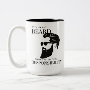 With Great Beard Comes With Great Responsibility I Two-Tone Coffee Mug