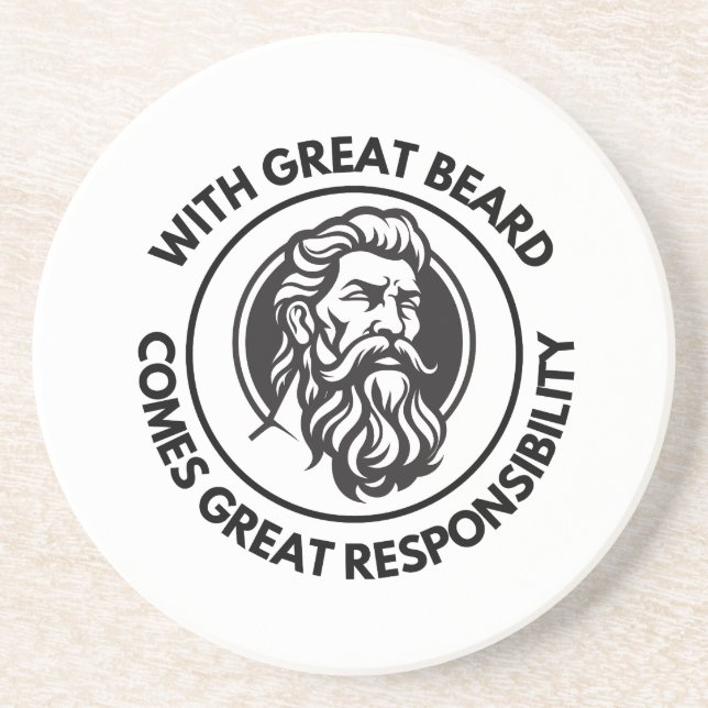 "With Great Beard" Sandstone Coaster (Front)