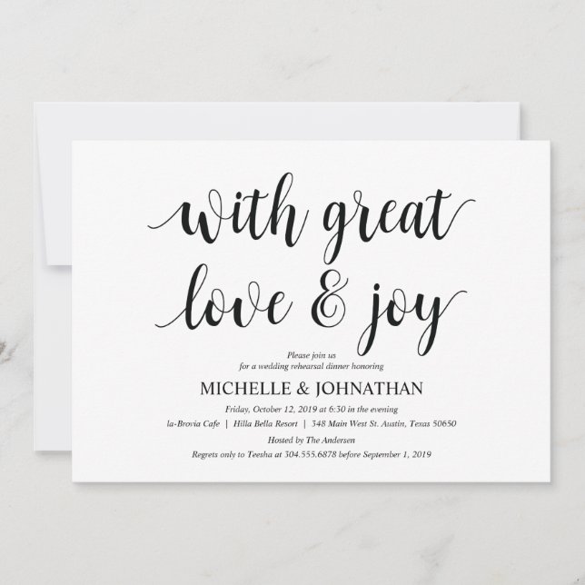With great love Rehearsal Dinner Invitation cards (Front)