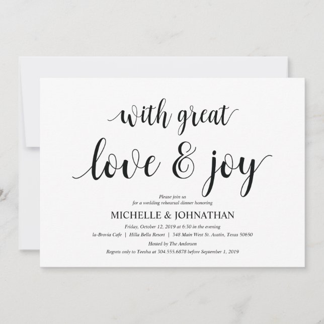 With great love, Rehearsal Dinner Invitation cards (Front)