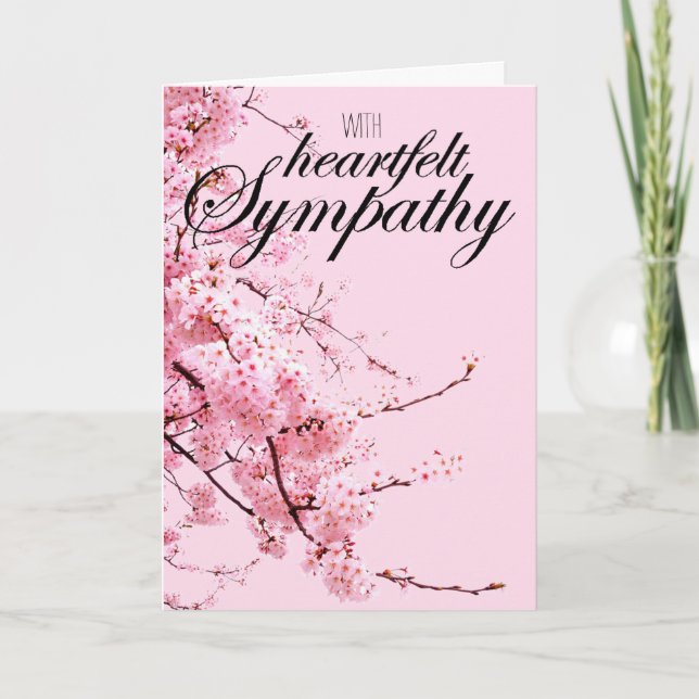"With Heartfelt Sympathy" Cherry Blossom Card (Front)