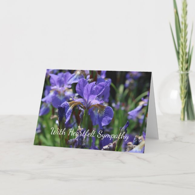 With Heartfelt Sympathy Irises flowers Card (Front)