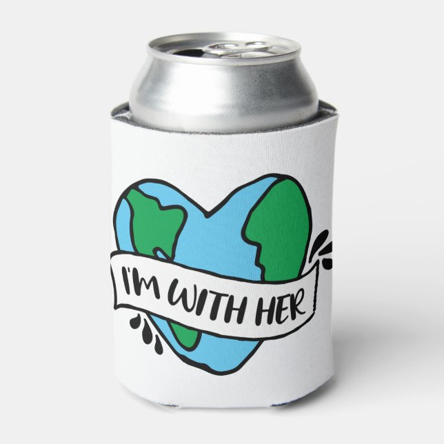 With Her Ecofriendly Icon Happy Earth Clipart Ecof Can Cooler (Can Front)