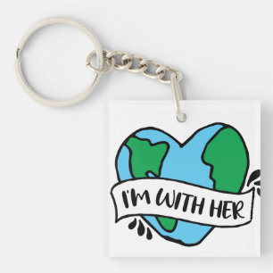 With Her Ecofriendly Icon Happy Earth Clipart Ecof Key Ring