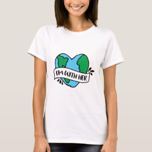 With Her Ecofriendly Icon Happy Earth Clipart Ecof T-Shirt