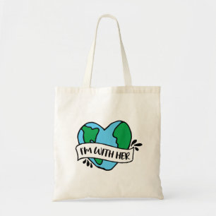 With Her Ecofriendly Icon Happy Earth Clipart Ecof Tote Bag