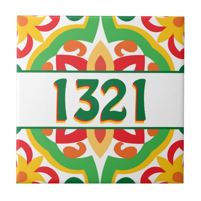  With house number Azulejos, decorative pattern,   Tile (Front)