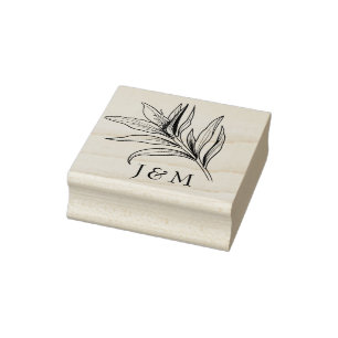 With initials Birds of Paradise Bliss Rubber Stamp