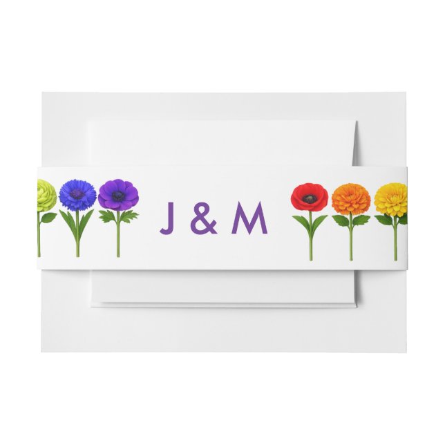 💍With initials Flourish Together Invitation Belly Band (Front Example)