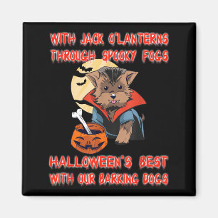 With Jack O Lanterns Through Spooky Fogs Funny Magnet