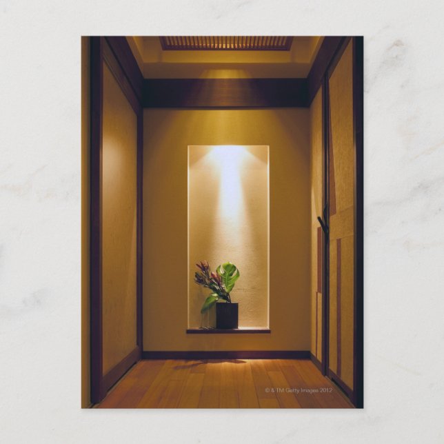 with Japanese-style interior and flower Postcard (Front)