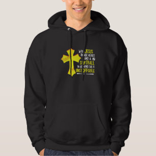 With Jesus In Her Heart A Softball In Her Hand Hoodie
