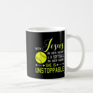 With Jesus In Her Heart And A Softball She Is Unst Coffee Mug