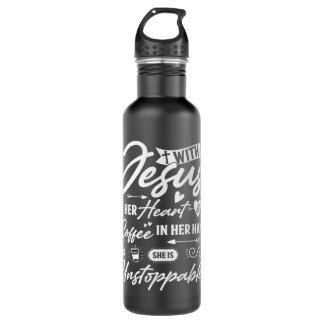 With Jesus In Her Heart And Coffee In Her Hand She 710 Ml Water Bottle