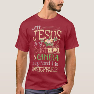 With Jesus In Her Heart Camera Hand She Is T-Shirt