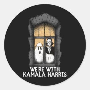 With Kamala Harris Funny Halloween Election Scary  Classic Round Sticker