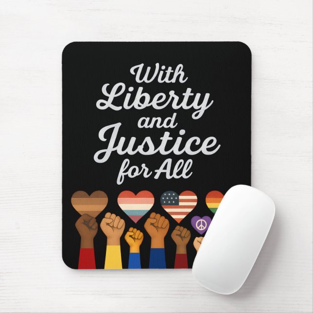 With Liberty and Justice for All Protest Freedom Mouse Mat (With Mouse)