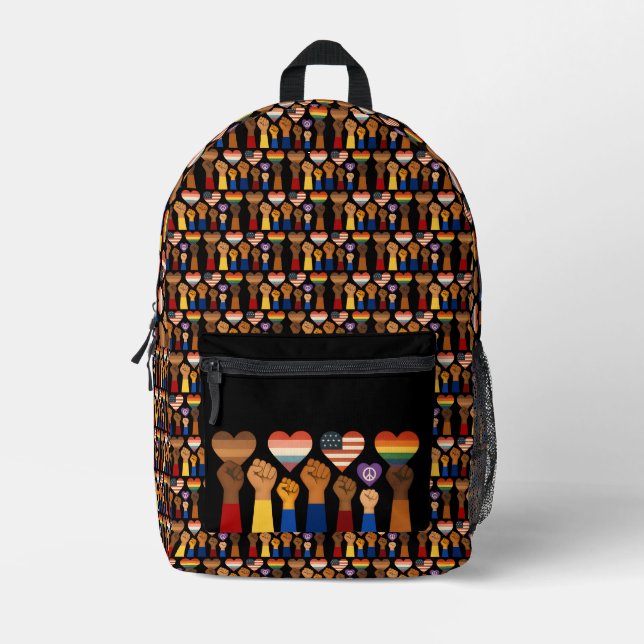 With Liberty and Justice for All Protest Freedom Printed Backpack (Front)