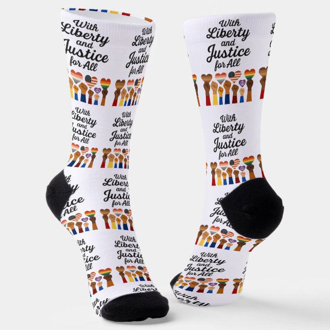 With Liberty and Justice for All Protest Freedom Socks (Angled)