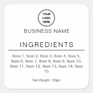 With Logo White Modern List of Ingredients Label