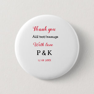 With love add couple name letter thank you add dat 6 cm round badge
