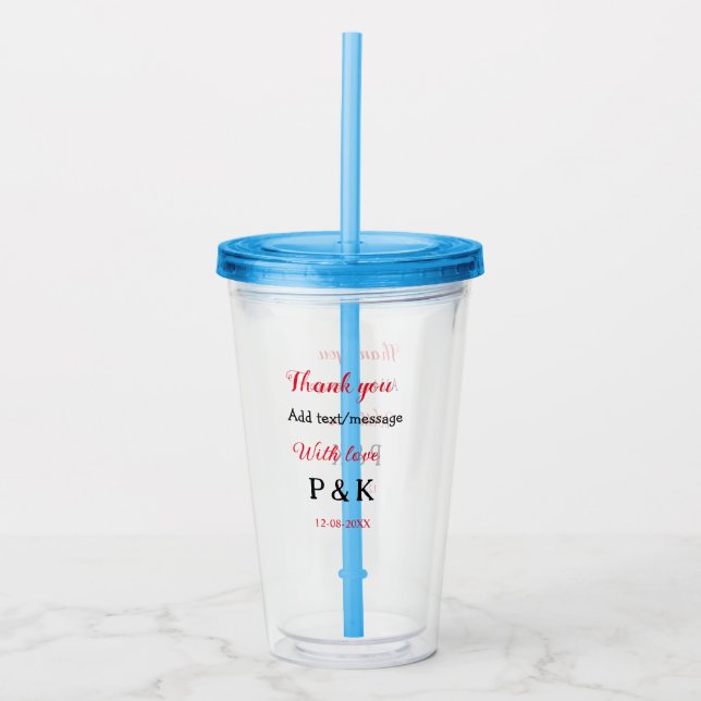 With love add couple name letter thank you add dat acrylic tumbler (Front)