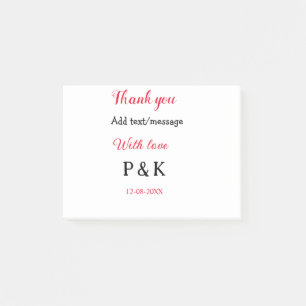 With love add couple name letter thank you add dat post-it notes