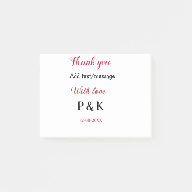 With love add couple name letter thank you add dat post-it notes (Front)