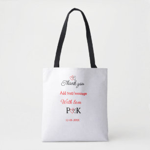 With love add couple name letter thank you add dat tote bag
