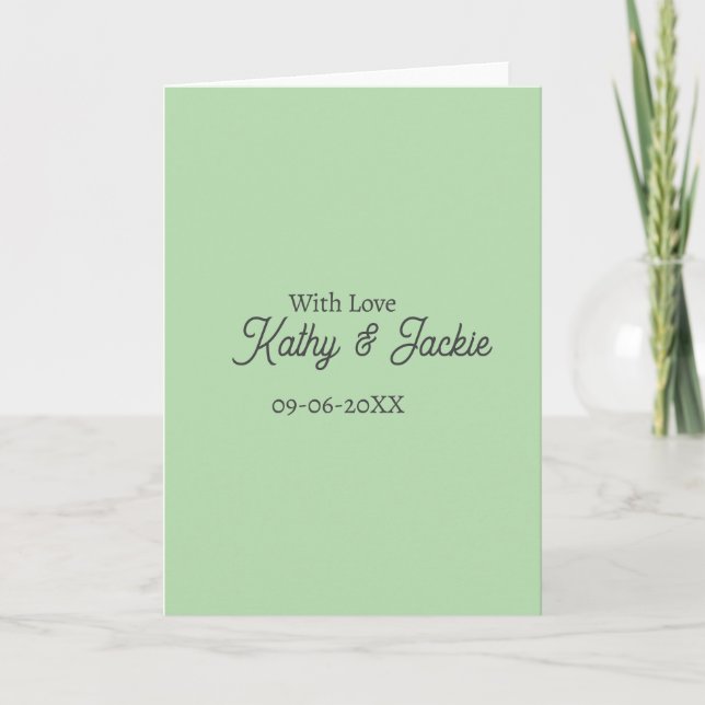 With love add couple name wedding simple minimal  card (Front)
