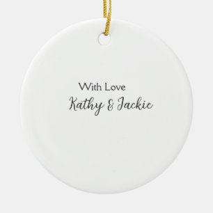 With love add couple name wedding simple minimal  ceramic tree decoration