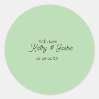 With love add couple name wedding simple minimal  classic round sticker