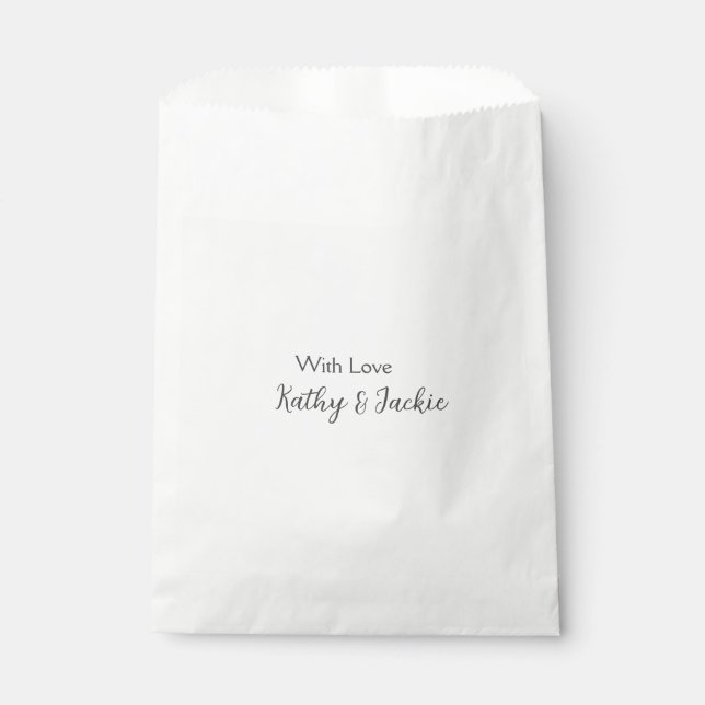 With love add couple name wedding simple minimal  favour bags (Front)