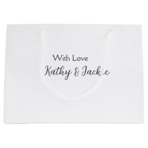With love add couple name wedding simple minimal  large gift bag