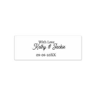 With love add couple name wedding simple minimal  self-inking stamp