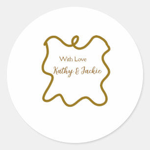 With love add couple name wedding spanish border n classic round sticker