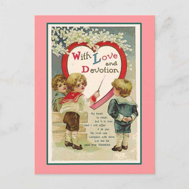 With Love and Devotion Victorian Valentine Holiday Postcard (Front)
