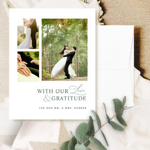 With Love and Gratitude Photo, Green Wedding Thank You Card