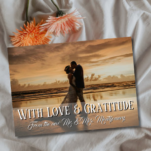 With Love and Gratitude Wedding Photo Champagne Thank You Card