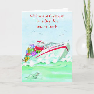 With Love at Christmas, for a Dear Son and Family Holiday Card