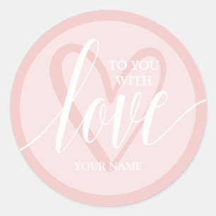 With Love Blush Pink Classic Round Sticker