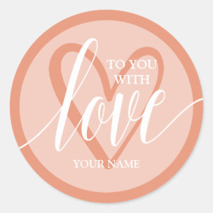 With Love Coral Classic Round Sticker